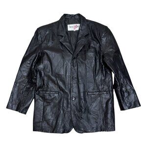 BAGAZIO Vintage Cross Stitch Genuine Leather Casual Jacket Coat Mens XL